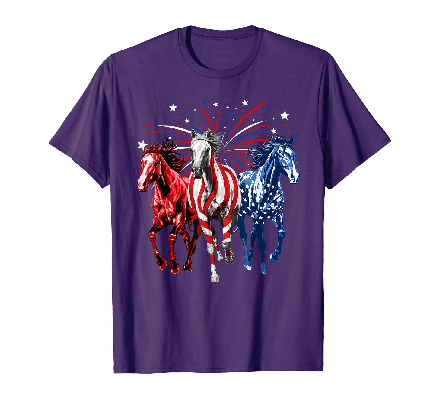 4th Of July Horse Lovers Red White And Blue American Flag T-Shirt