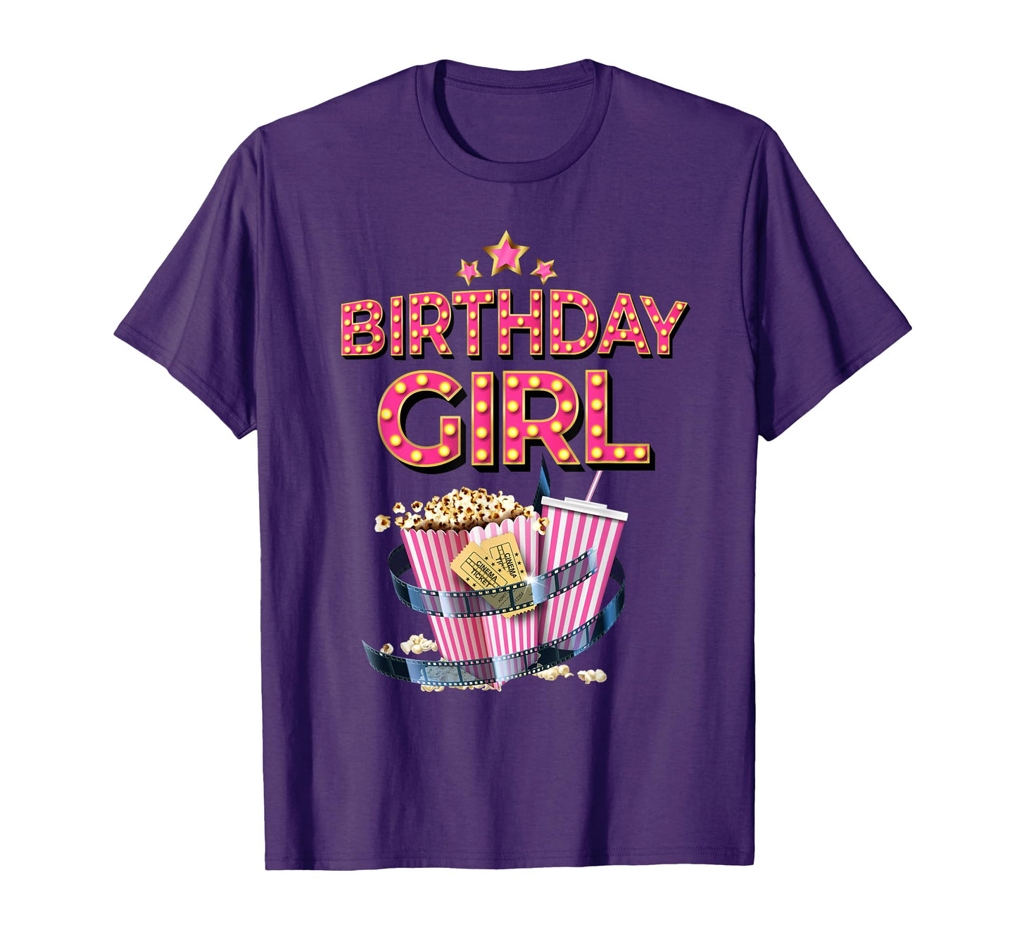 Birthday Girl Crew Movie Night Theme Matching Party T-Shirt