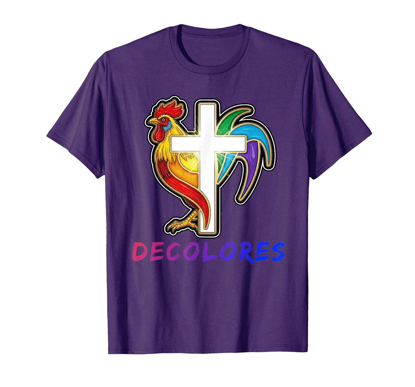 DeColores Cursillo Rainbow Rooster Catholic T-Shirt