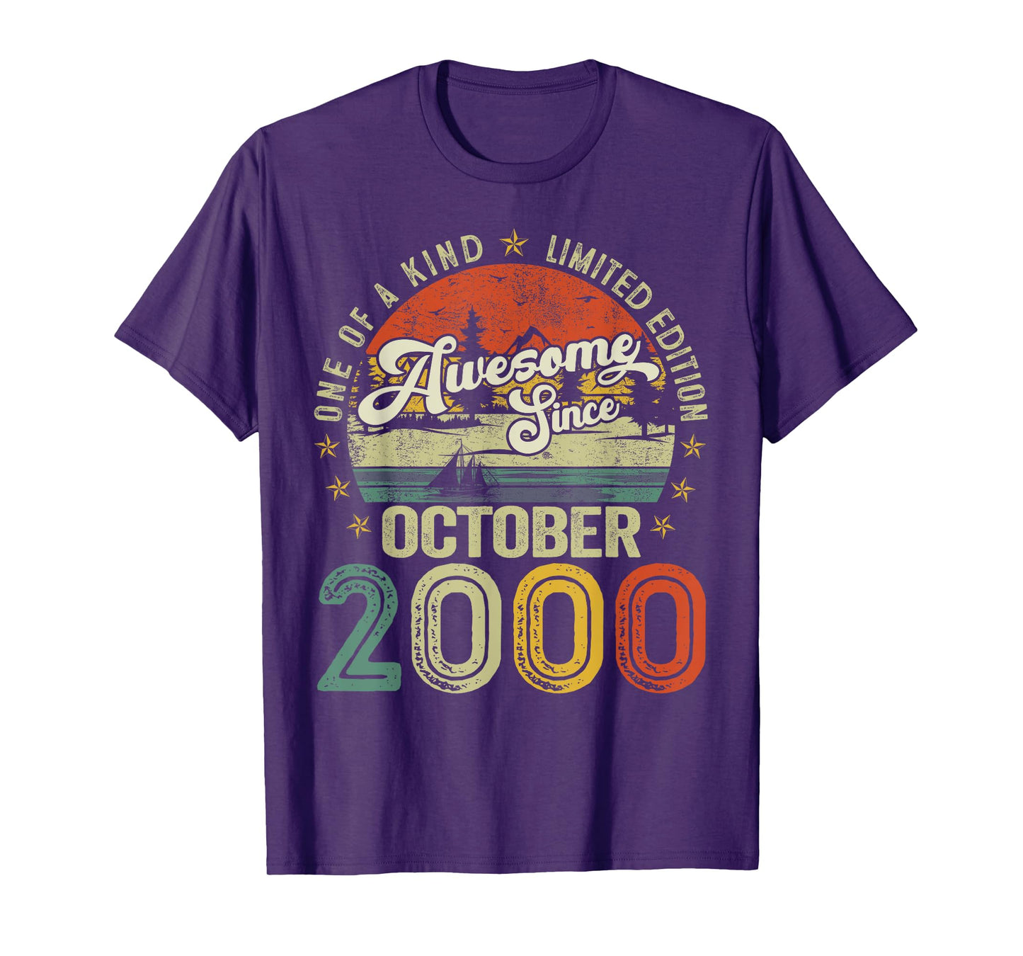Awesome Since October 2000 Vintage Retro 25th Birthday Men T-Shirt