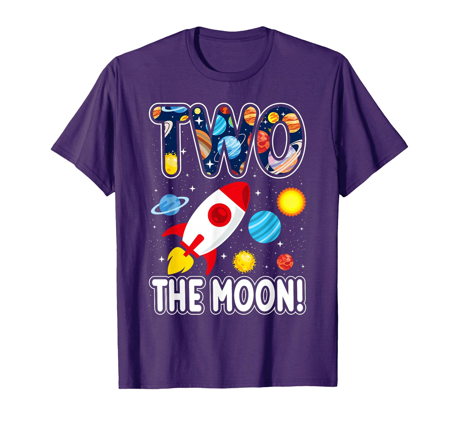 Two The Moon Outer Space 2 Year Old 2nd Birthday Party Space T-Shirt