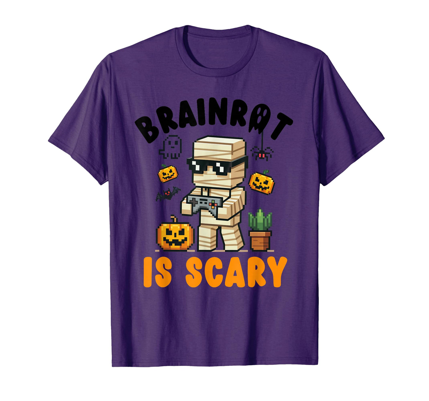 Brain Rot Costume Shirt Kids Halloween Scary Teen Boys Gamer T-Shirt