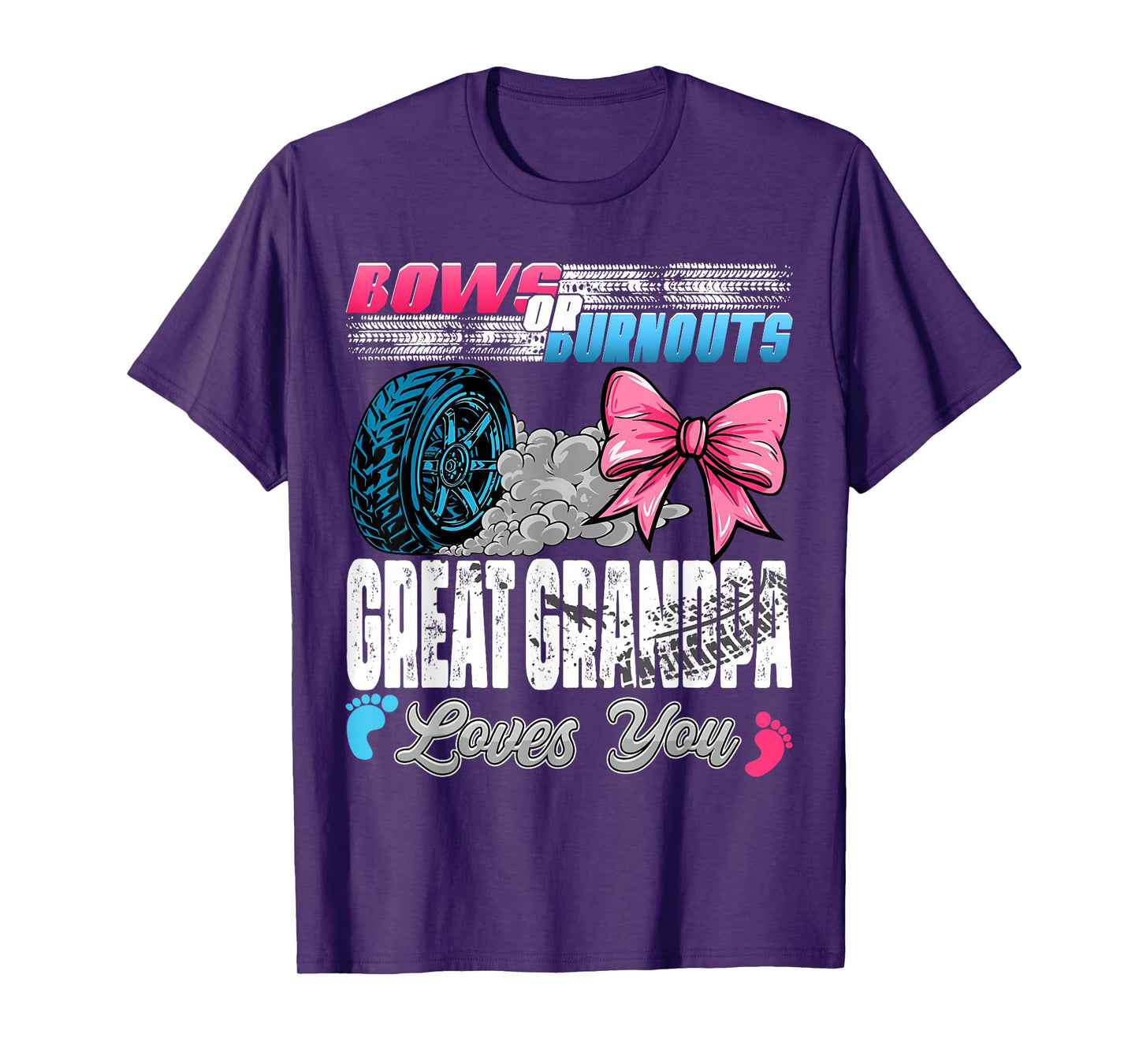 Burnouts or Bows Great Grandpa Loves You Gender Reveal Party T-Shirt