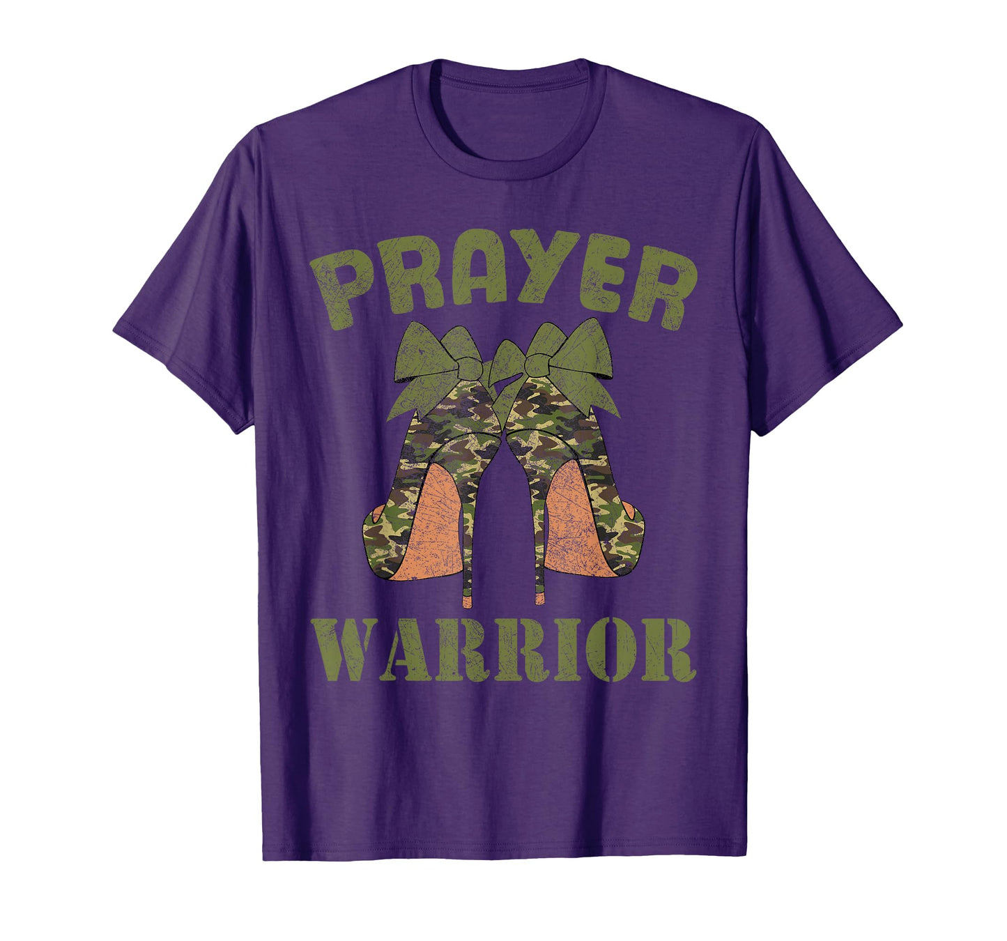 Camo Heels Prayer Warrior God Jesus Christian Faith Women T-Shirt