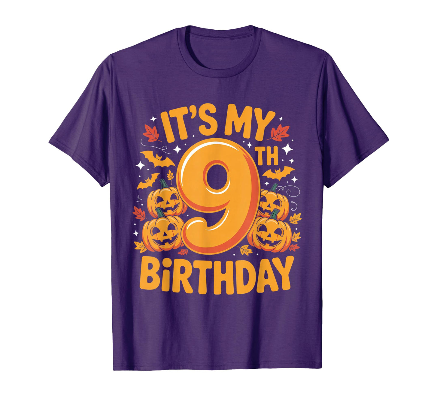 It’s My 9th Birthday Outfit with Halloween Pumpkins and Bats T-Shirt
