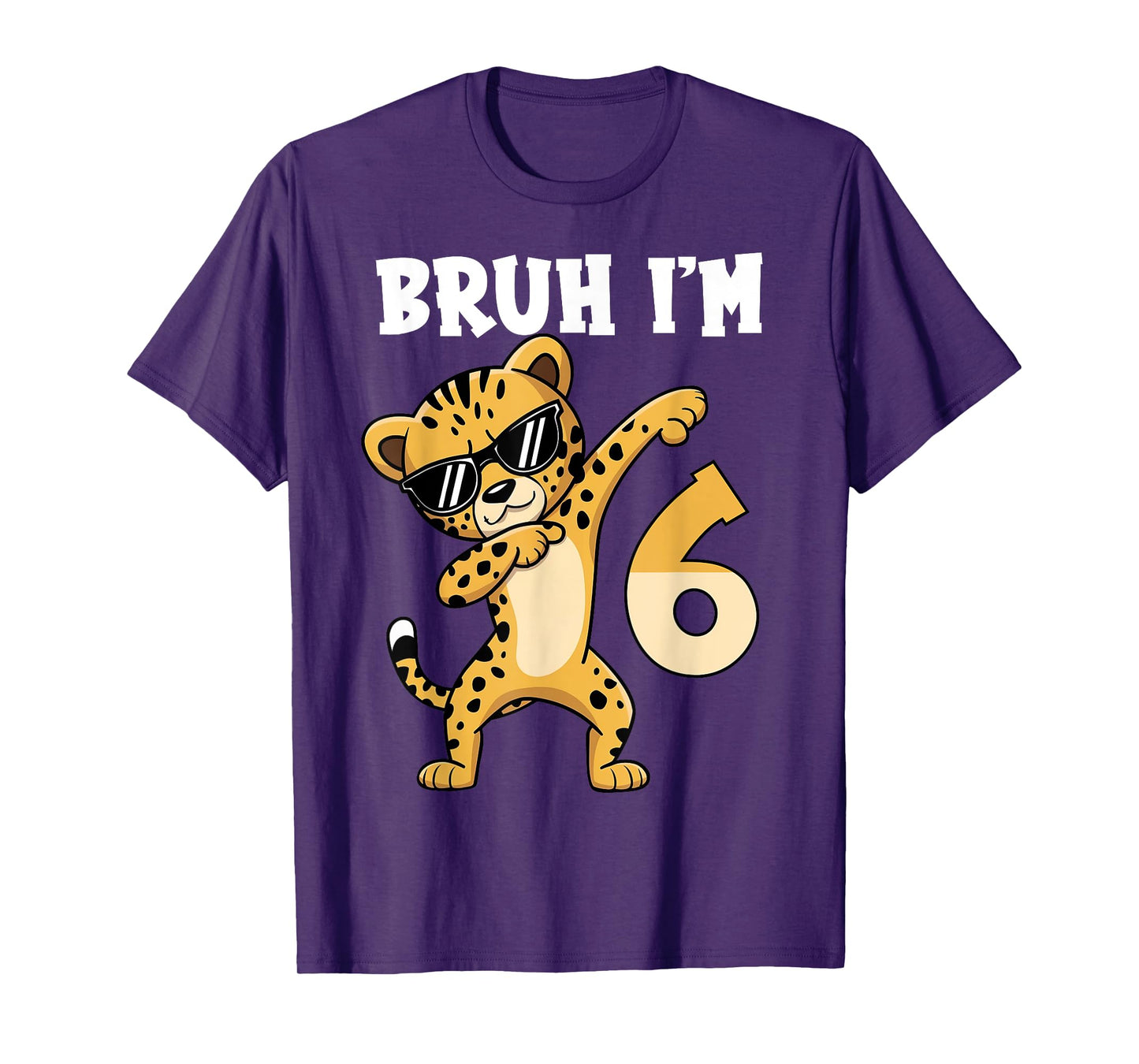 Bruh I'm 6 Years Old Dabbing Cheetah 6th Birthday Boy Kids T-Shirt