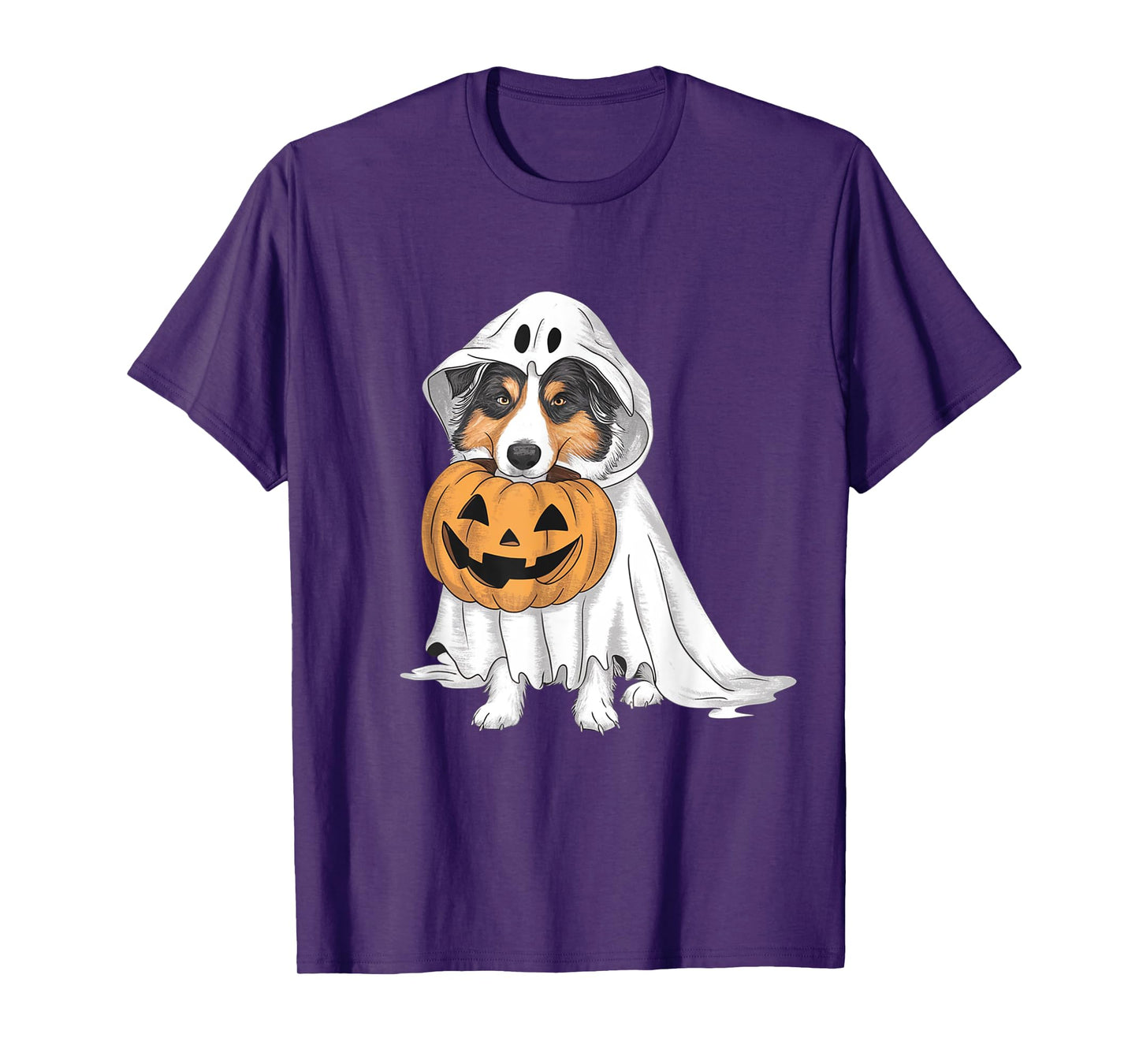 Australian Shepherd Ghost Dog Halloween T-Shirt for Men Women Kids