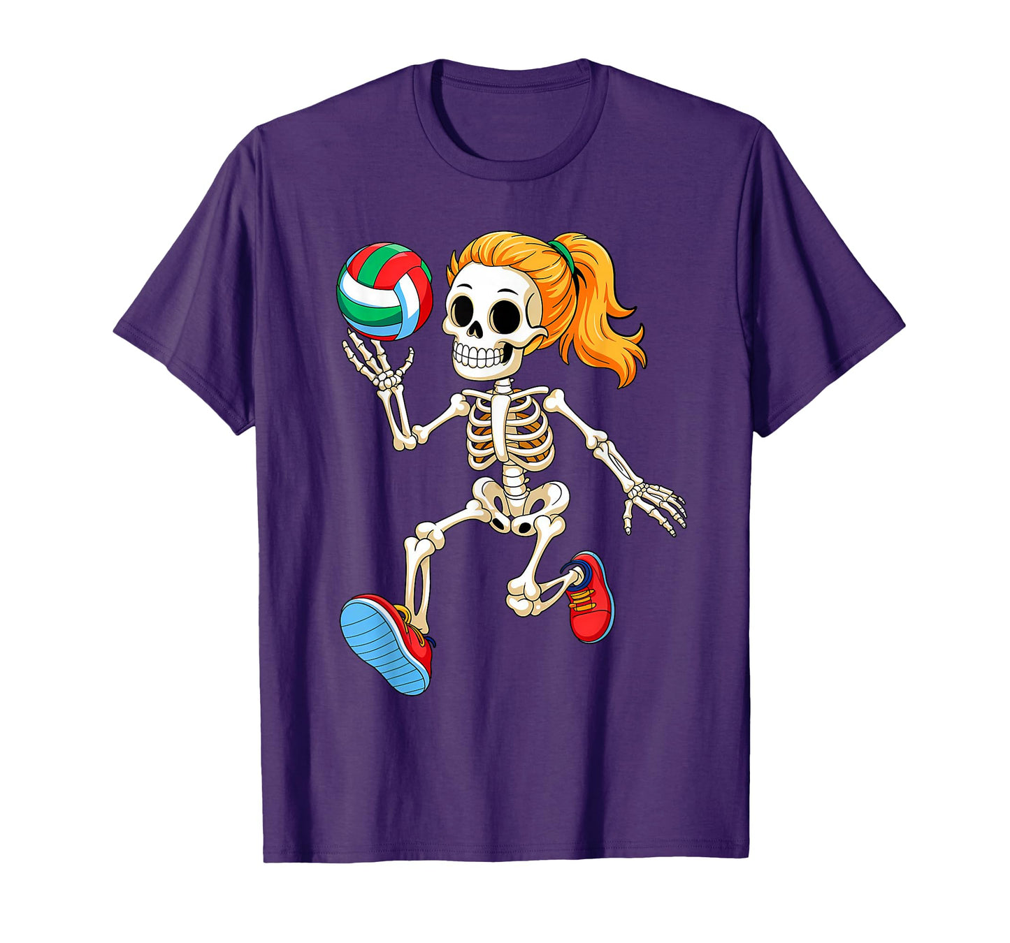 Skeleton Playing Volleyball Halloween Costume Funny Boy Girl T-Shirt