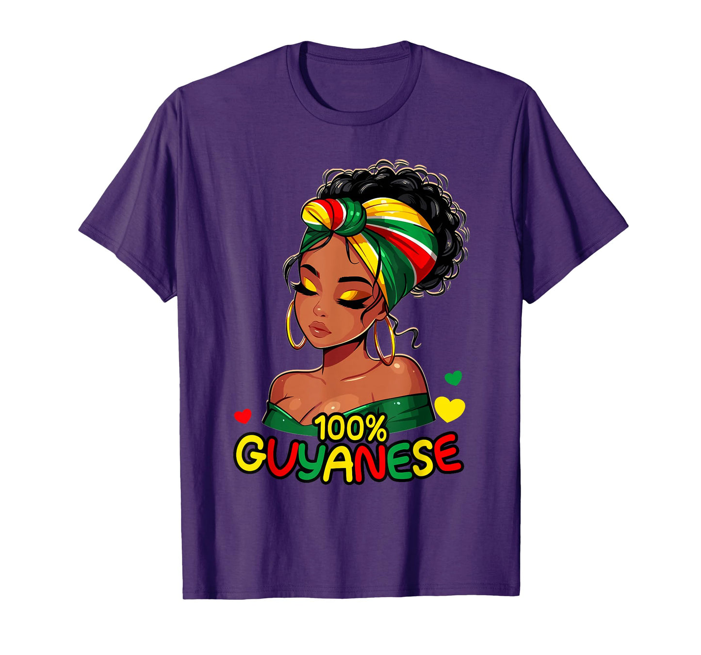 100% Guyanese Messy Bun Girl, Guyana Flag Colors Women's T-Shirt