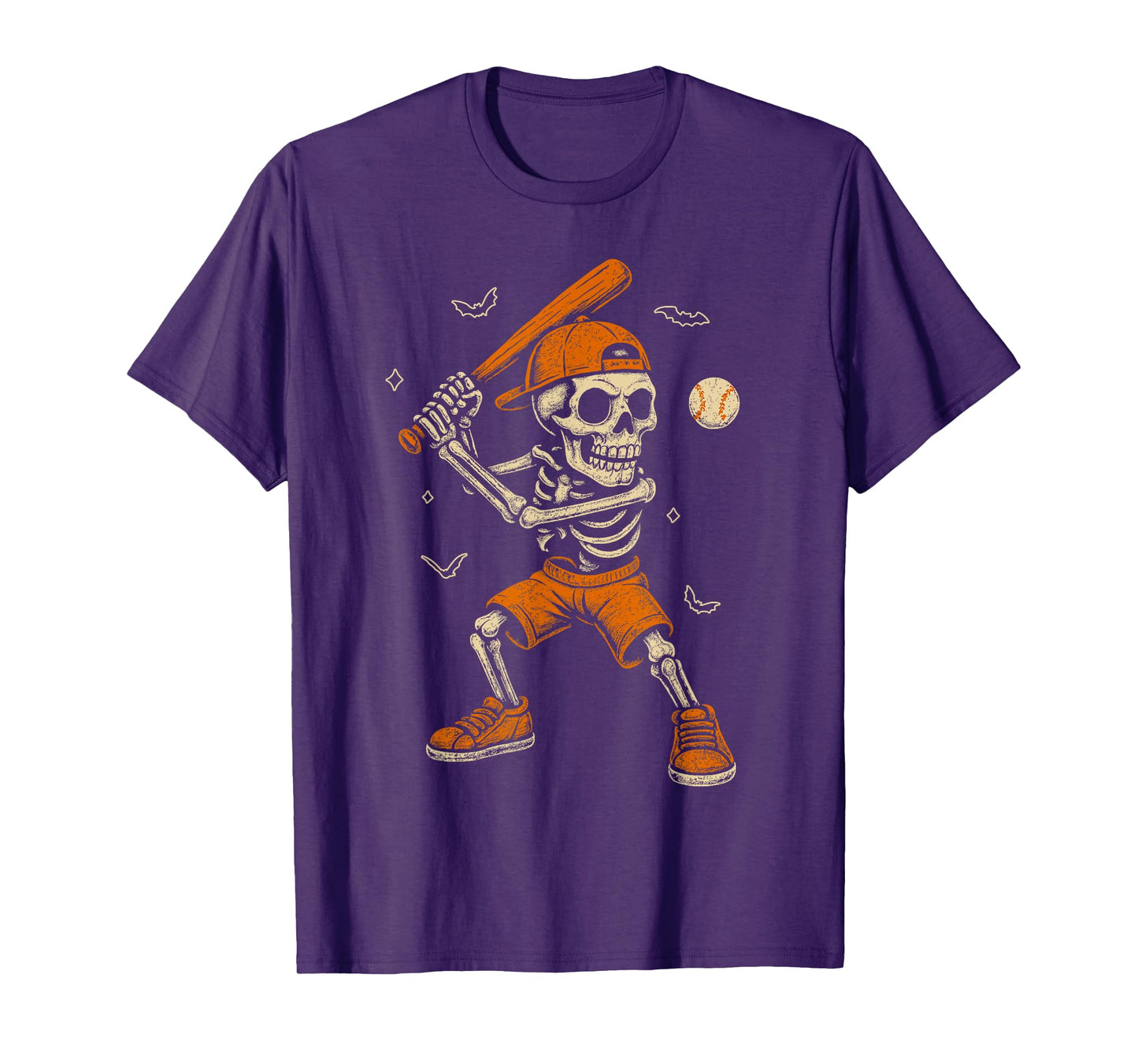 Skeleton Baseball Player Funny Costume Halloween Men Boys T-Shirt