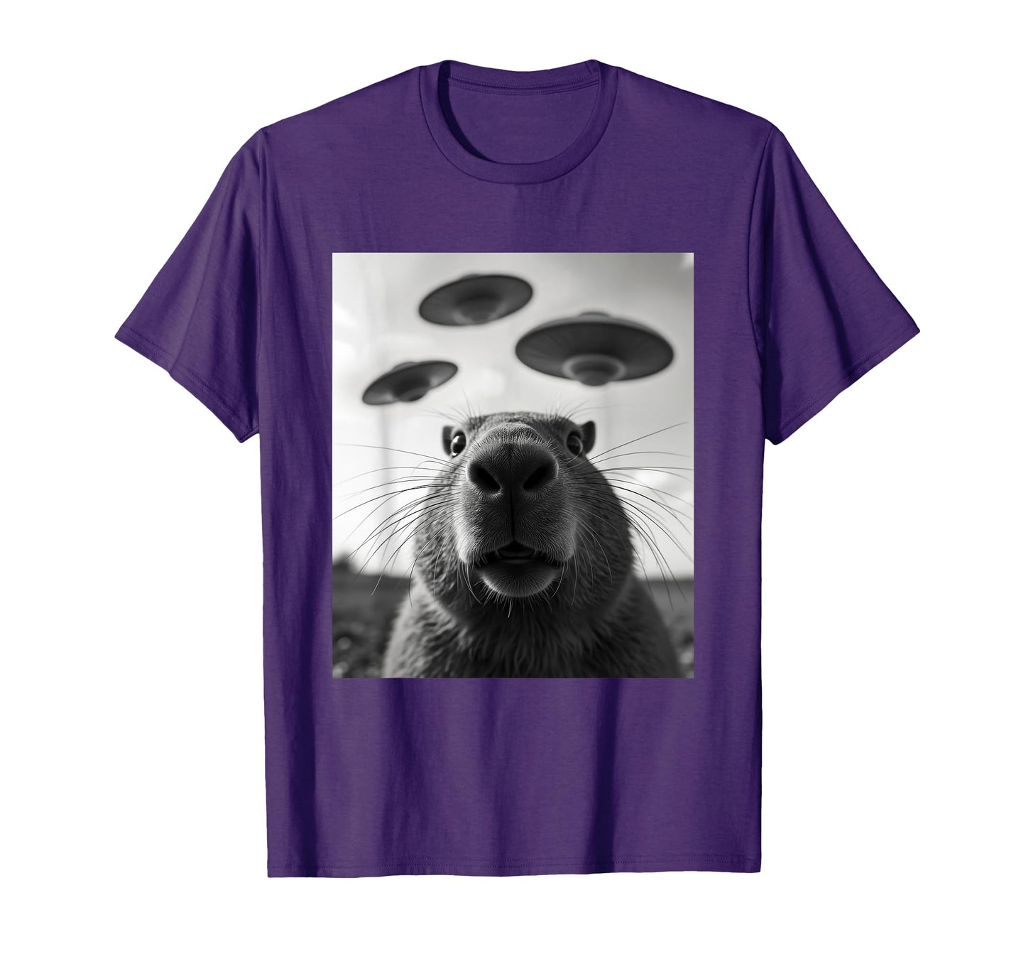 Funny Graphic Costume Weird Cute Capybara Selfie UFO T-Shirt