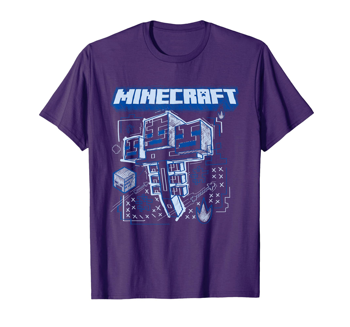 Minecraft Wither Boss Blueprint Sketch T-Shirt