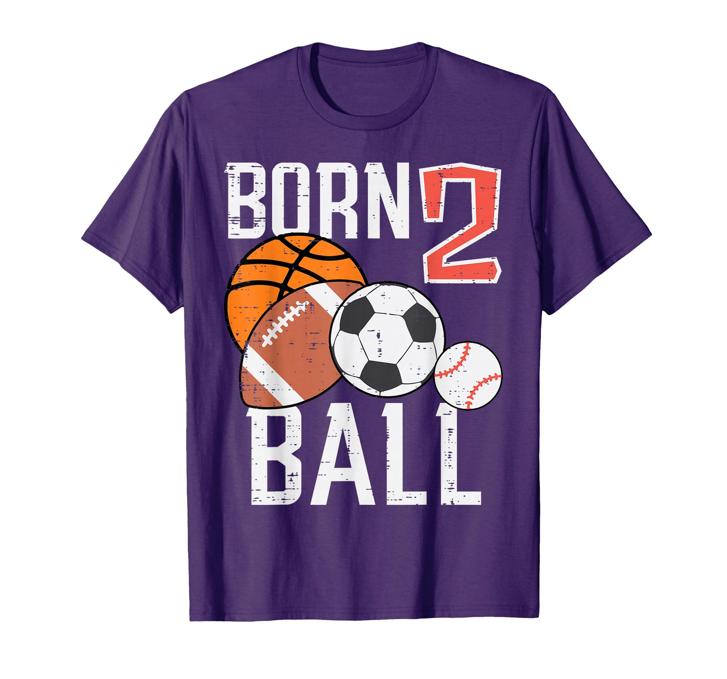 Born Basketball Football 2nd Birthday Toddler Boy Kid T-Shirt