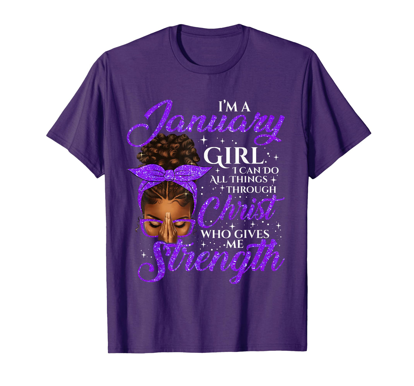 January Girl Birthday Black Women Afro Christian Saying T-Shirt