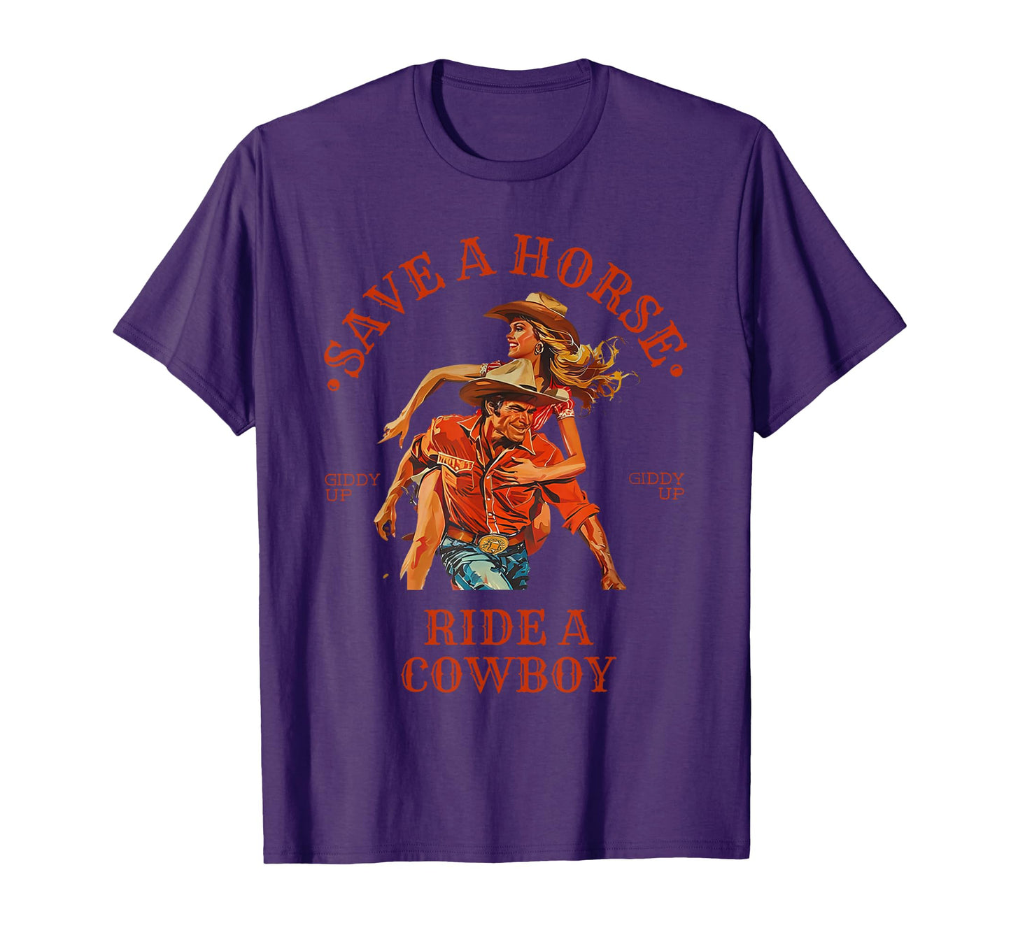 Save A Horse Ride A Cowboy Retro Vintage T-Shirt