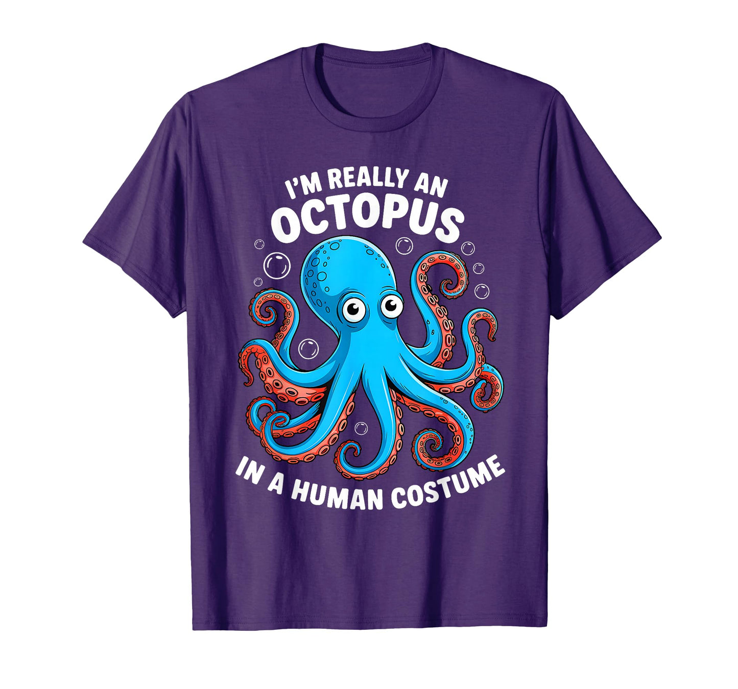 Funny Im Really an Octopus in a Human Costume Kids Halloween T-Shirt