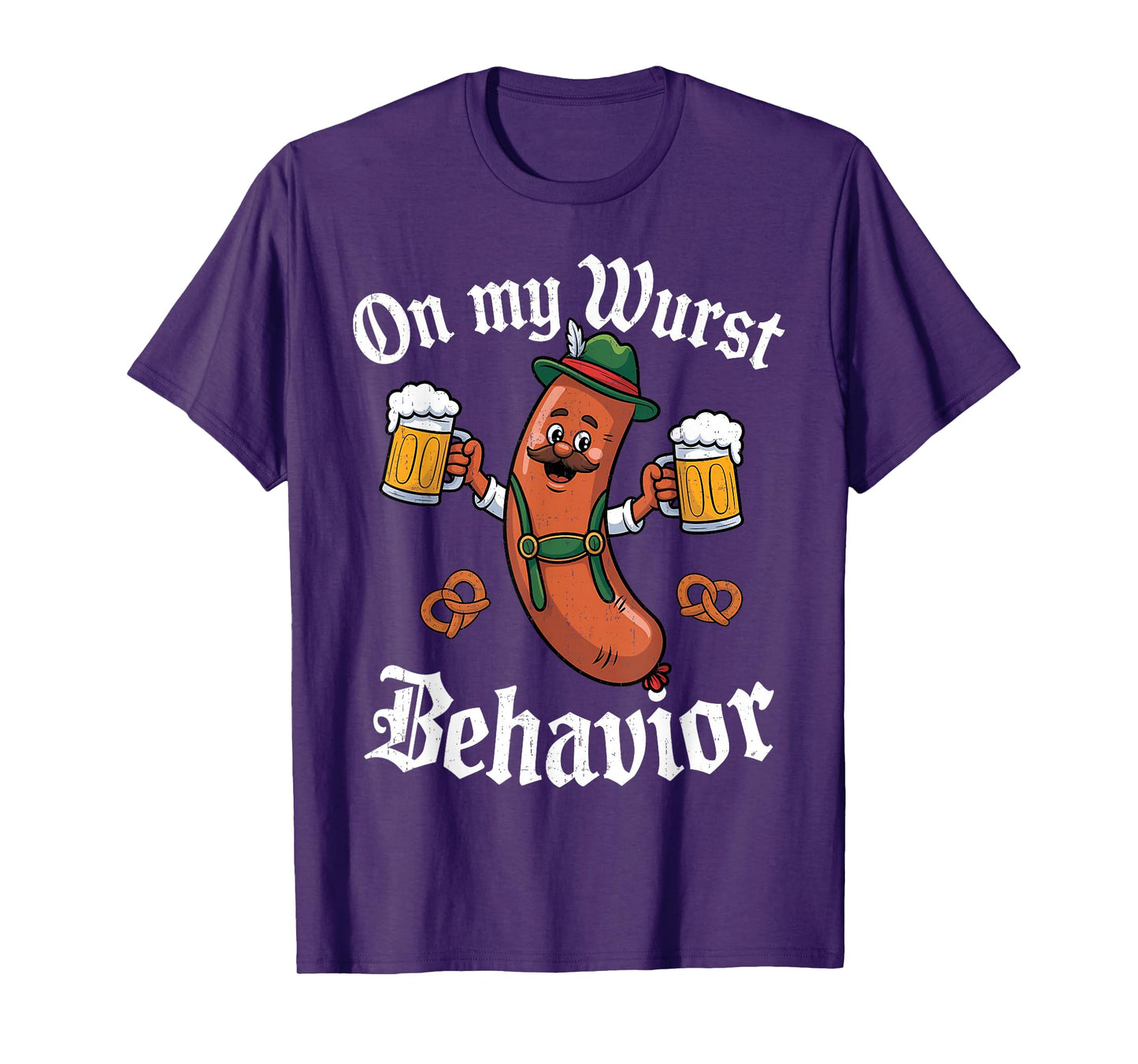 Oktoberfest On My Wurst Behavior German Beer Sausage Adults T-Shirt