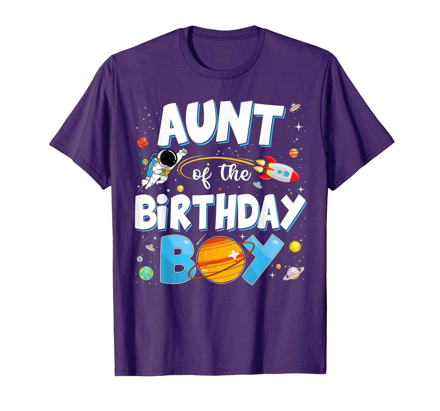 Funny Aunt Of The Birthday Boy Astronaut Family Space Planet T-Shirt