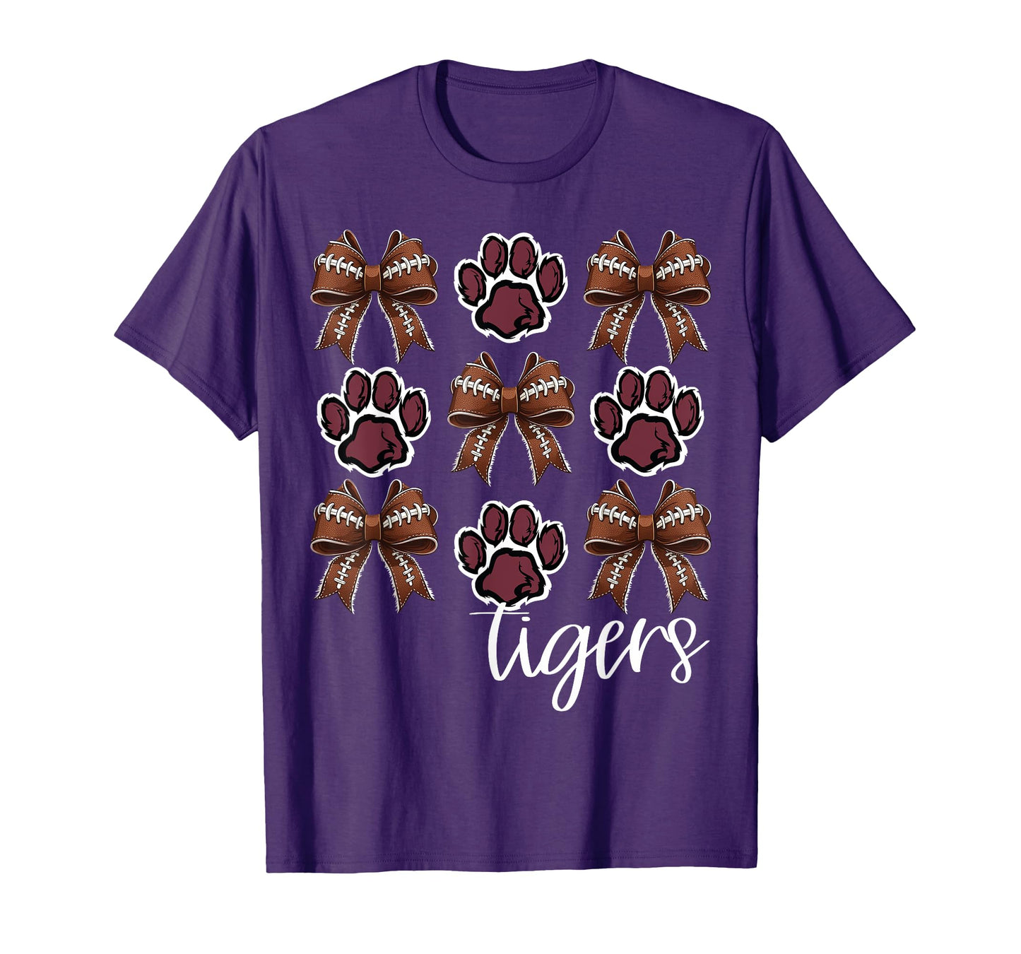 Tigers Football Mom Coquette Bows Game Day Maroon Tigers T-Shirt
