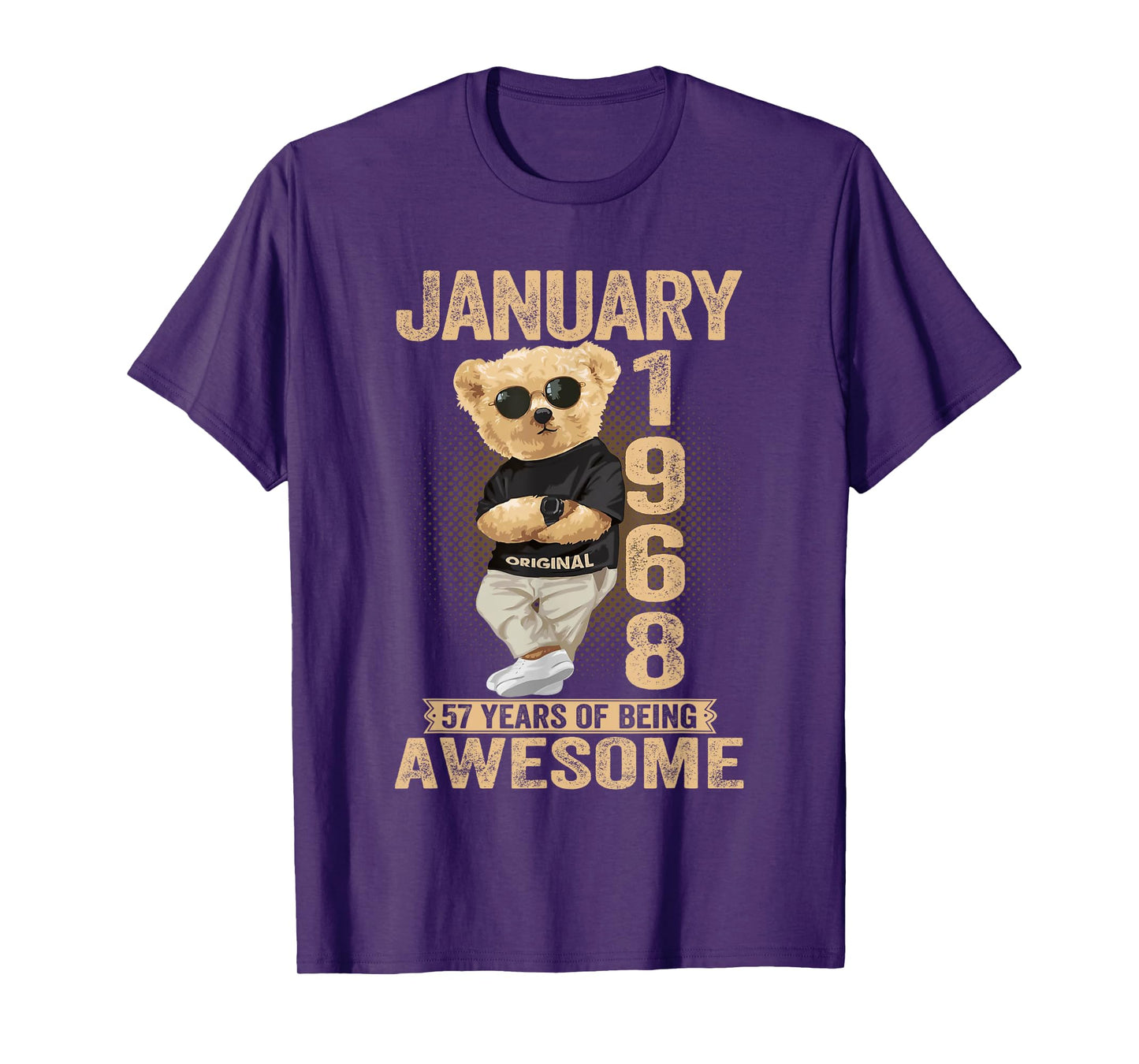 January 57th Birthday Men Women 1968 Awesome Teddy Bear T-Shirt