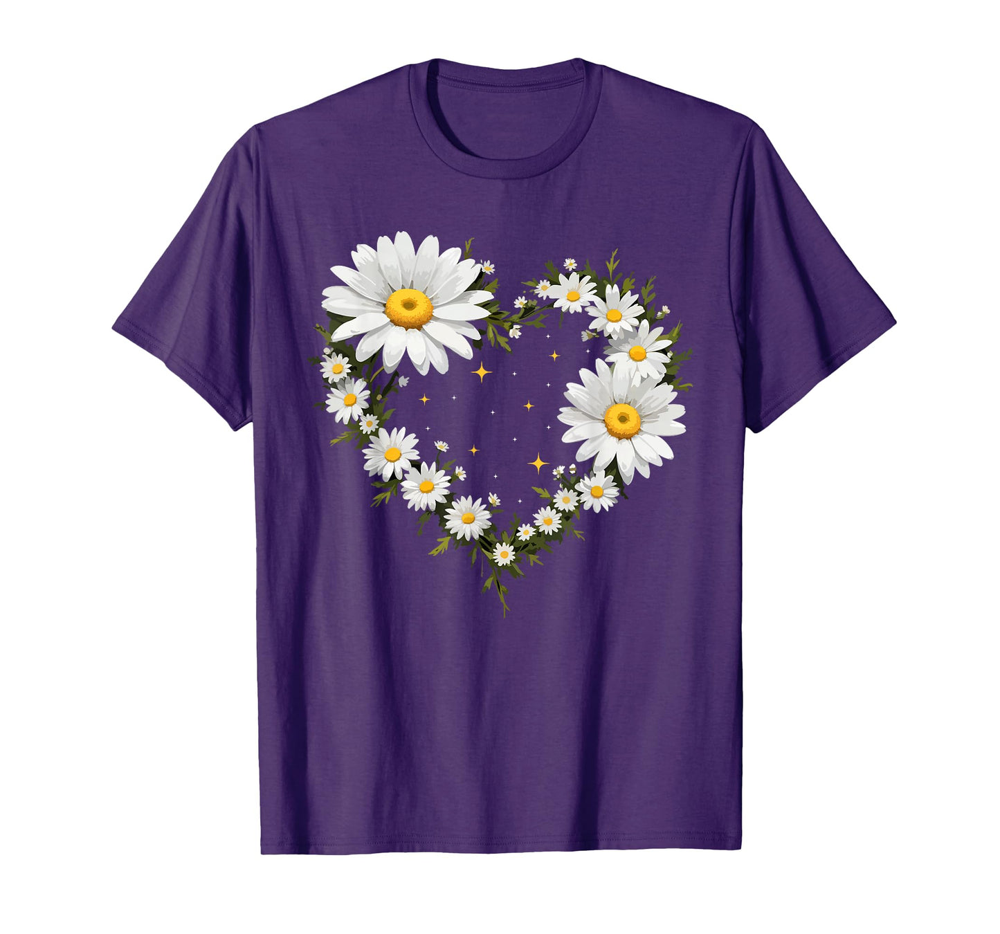 Heart With Daisy Flowers, Daisies With Heart Outline T-Shirt