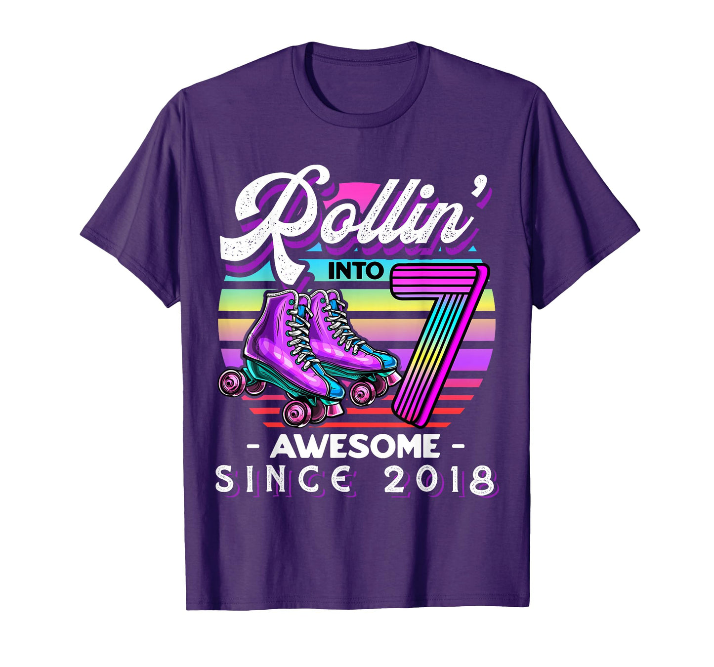 Birthday Roller Skating 7th Girls Rollin into 7 Skate Party T-Shirt