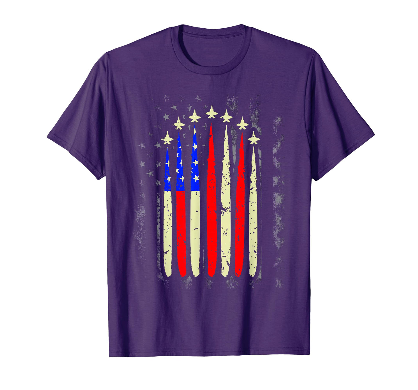 4th of July Jet Fighter American Flag Patriotic Hero Flying T-Shirt