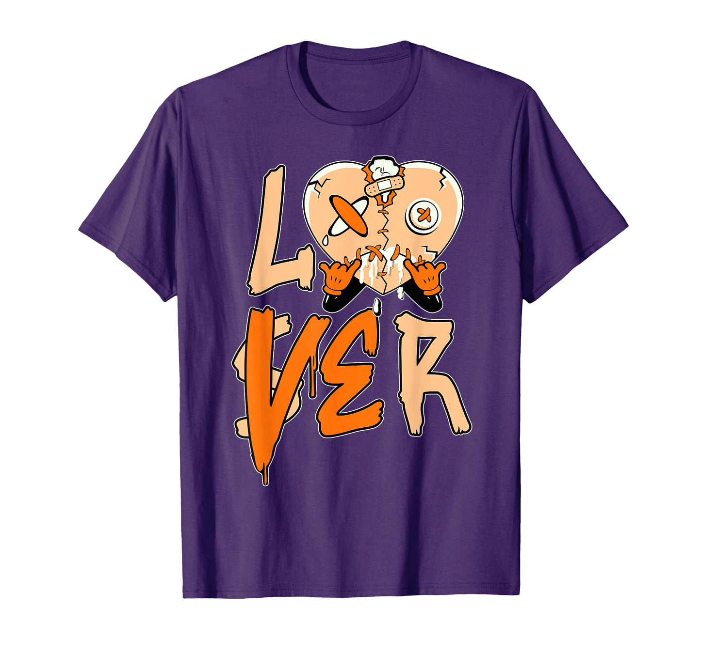 Orange Loser Lover Pink Drip Heart Matching Tee Men Women T-Shirt