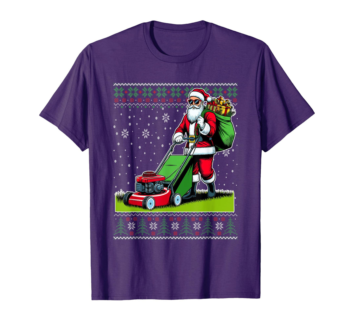 Christmas Santa Claus Mowing Lawn Ugly Christmas Sweater T-Shirt