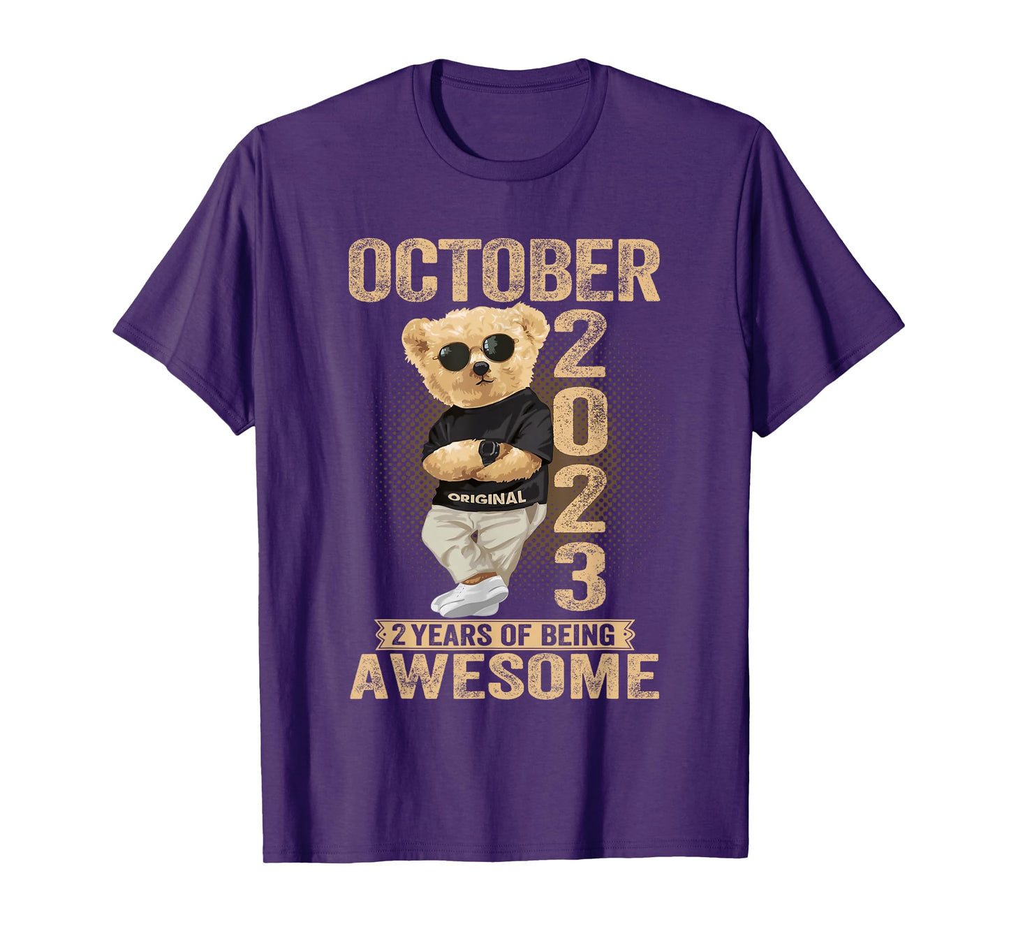 October 2nd Birthday Men Women 2023 Awesome Teddy Bear T-Shirt