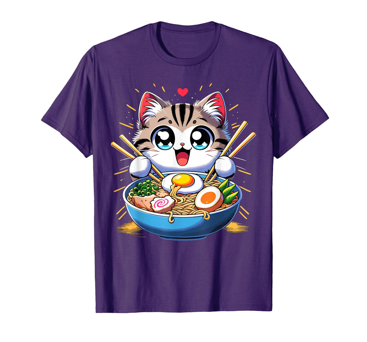 Kawaii Cat Japanese Anime Manga Cat Ramen T-Shirt