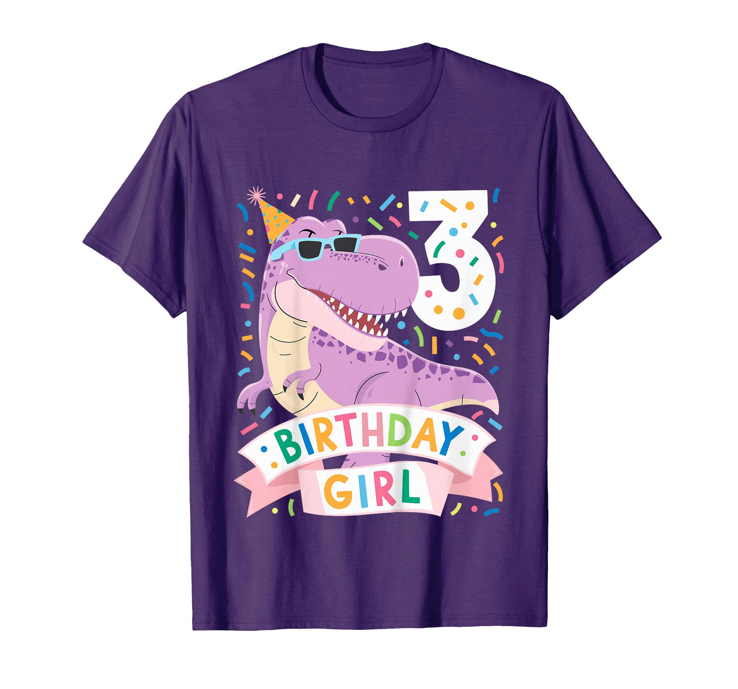 Kids 3 Year Old T Rex Dinosaur 3nd Birthday Girl T-Shirt
