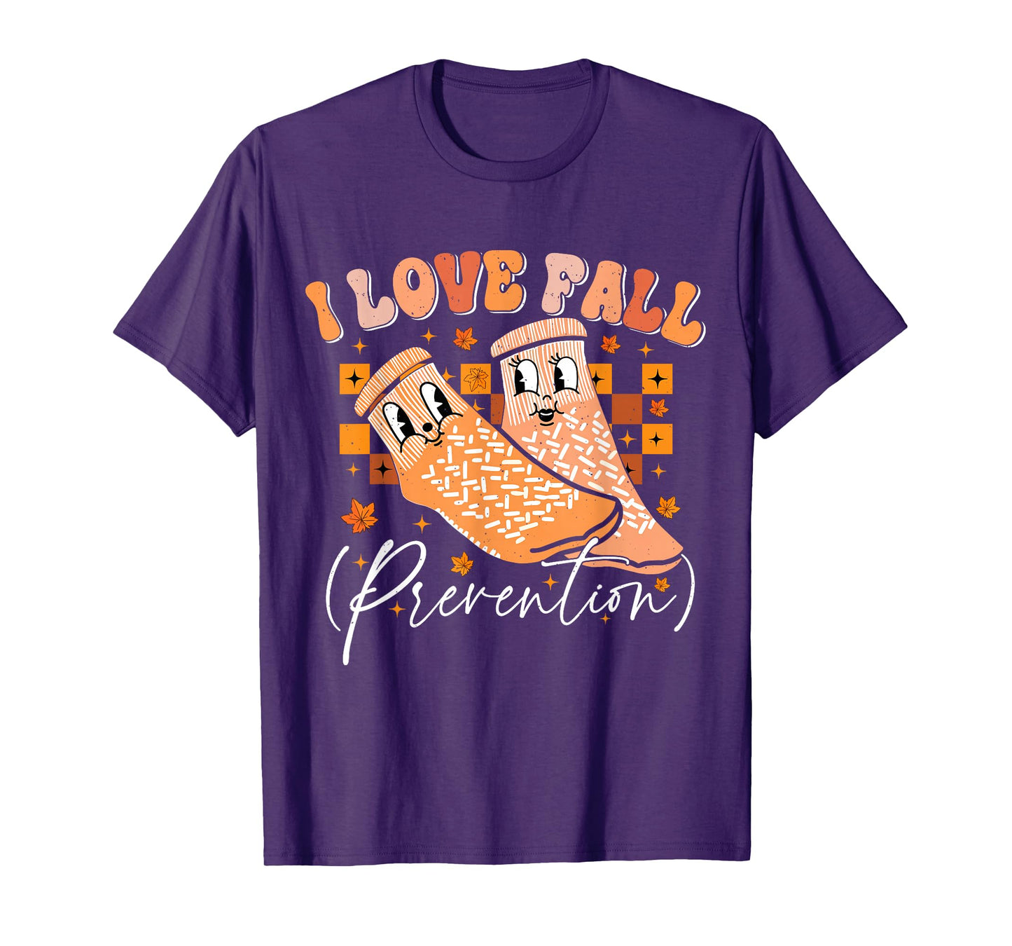 Groovy Retro I Love Fall Prevention Fall Physical Therapy T-Shirt