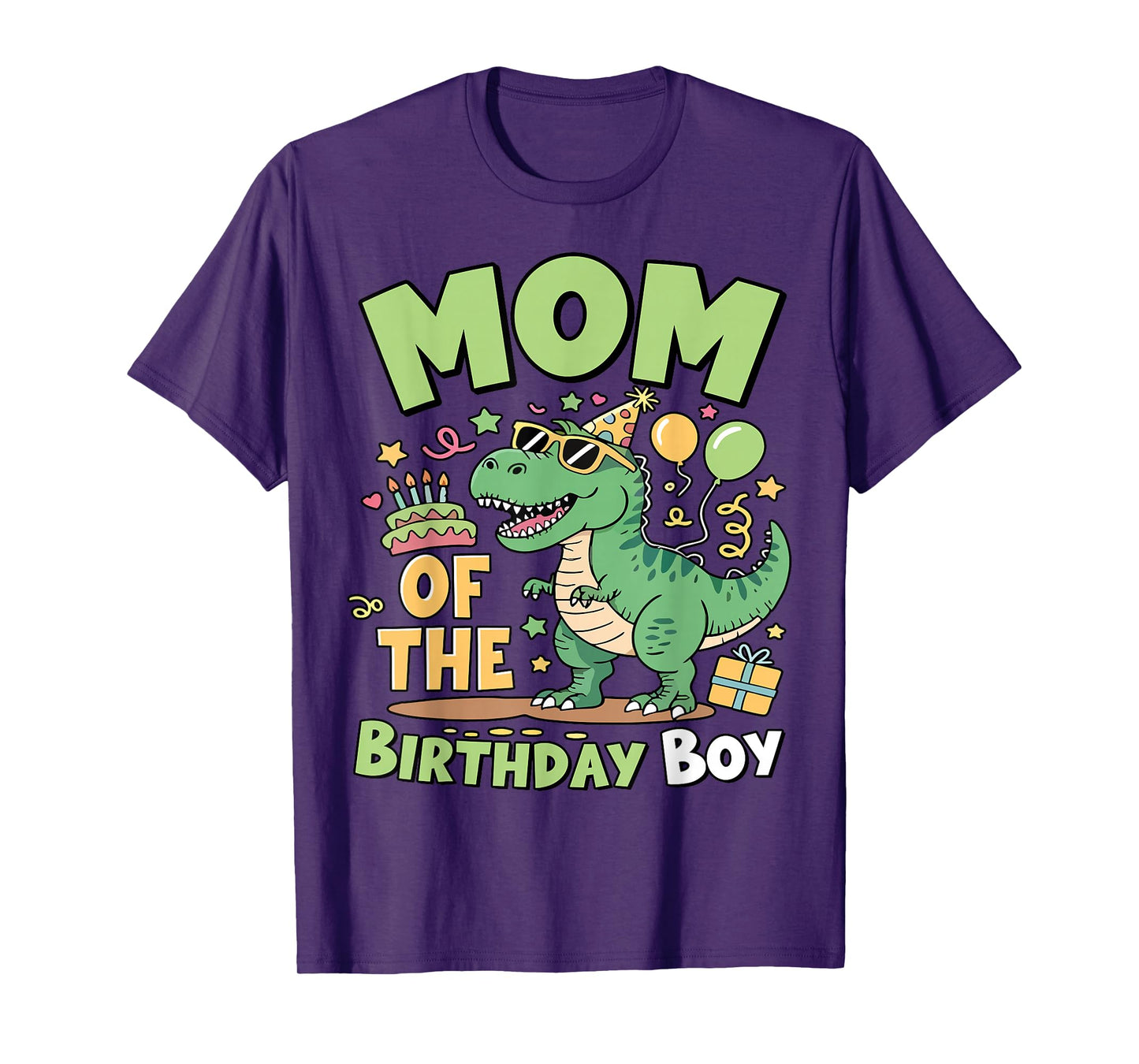 Mom of The Birthday Boy T Rex Dinosaur Family Party Womens T-Shirt