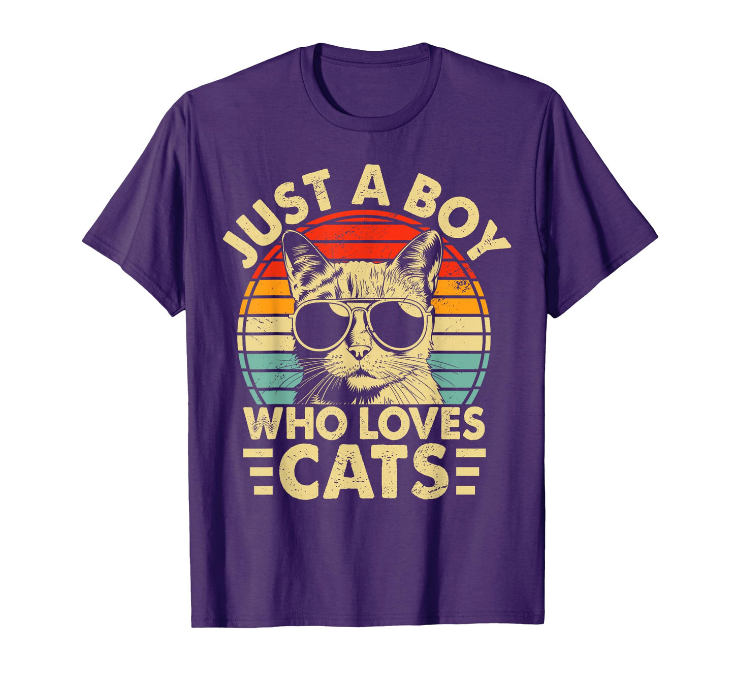 Vintage Just A Boy Who Loves Cats Boy Kitten Cat Lover Boys T-Shirt