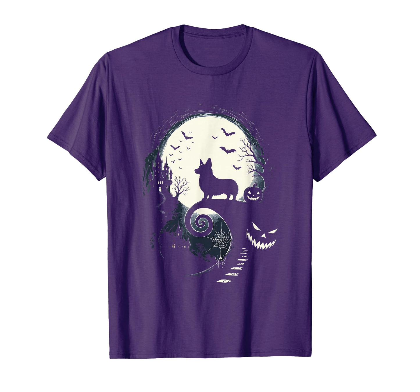 Corgi Dog and Moon Halloween Costume Dog Lover Men Women Kid T-Shirt