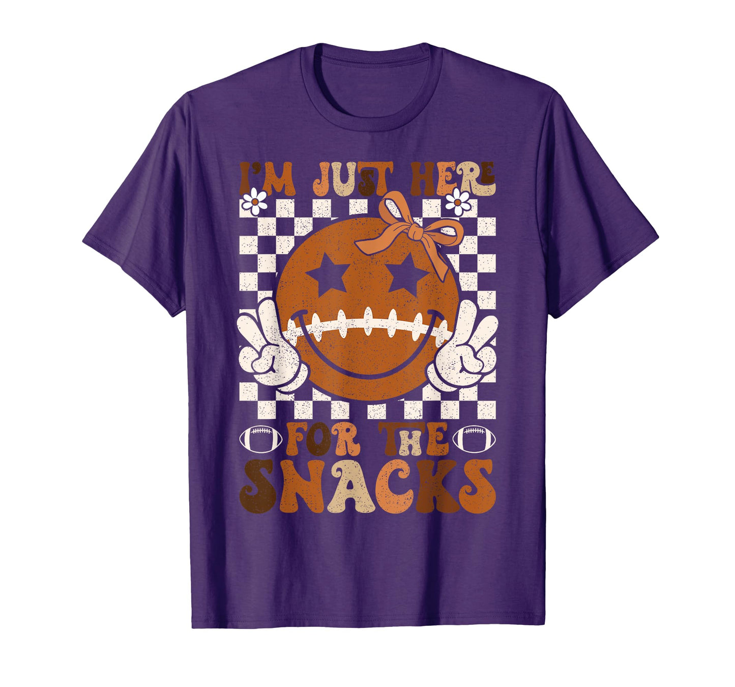 I'm Just Here for The Snacks Football Retro Game Day Girls T-Shirt