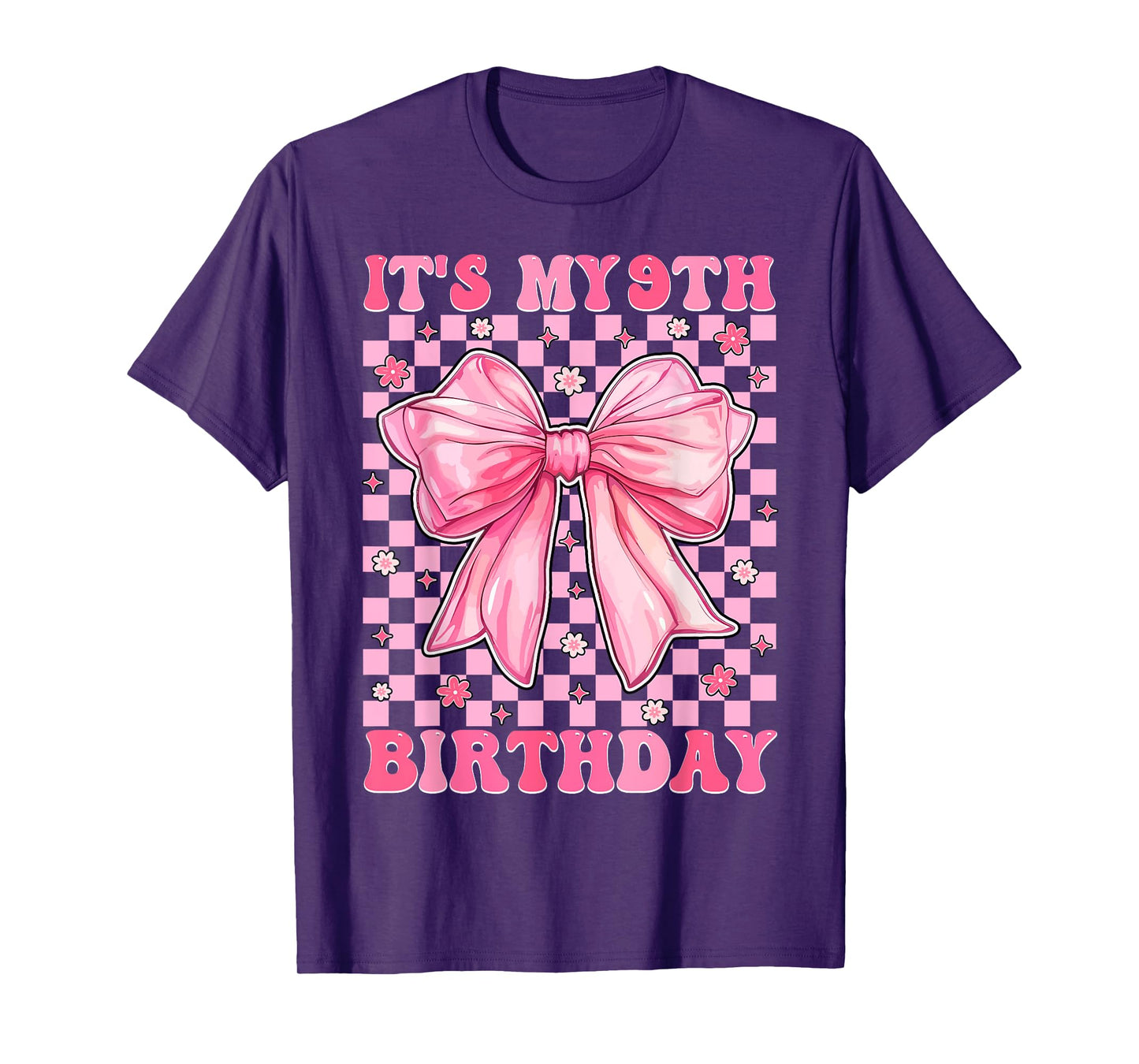 Birthday Girls Pink Coquette Bow It's My 9Th Birthday Girl T-Shirt