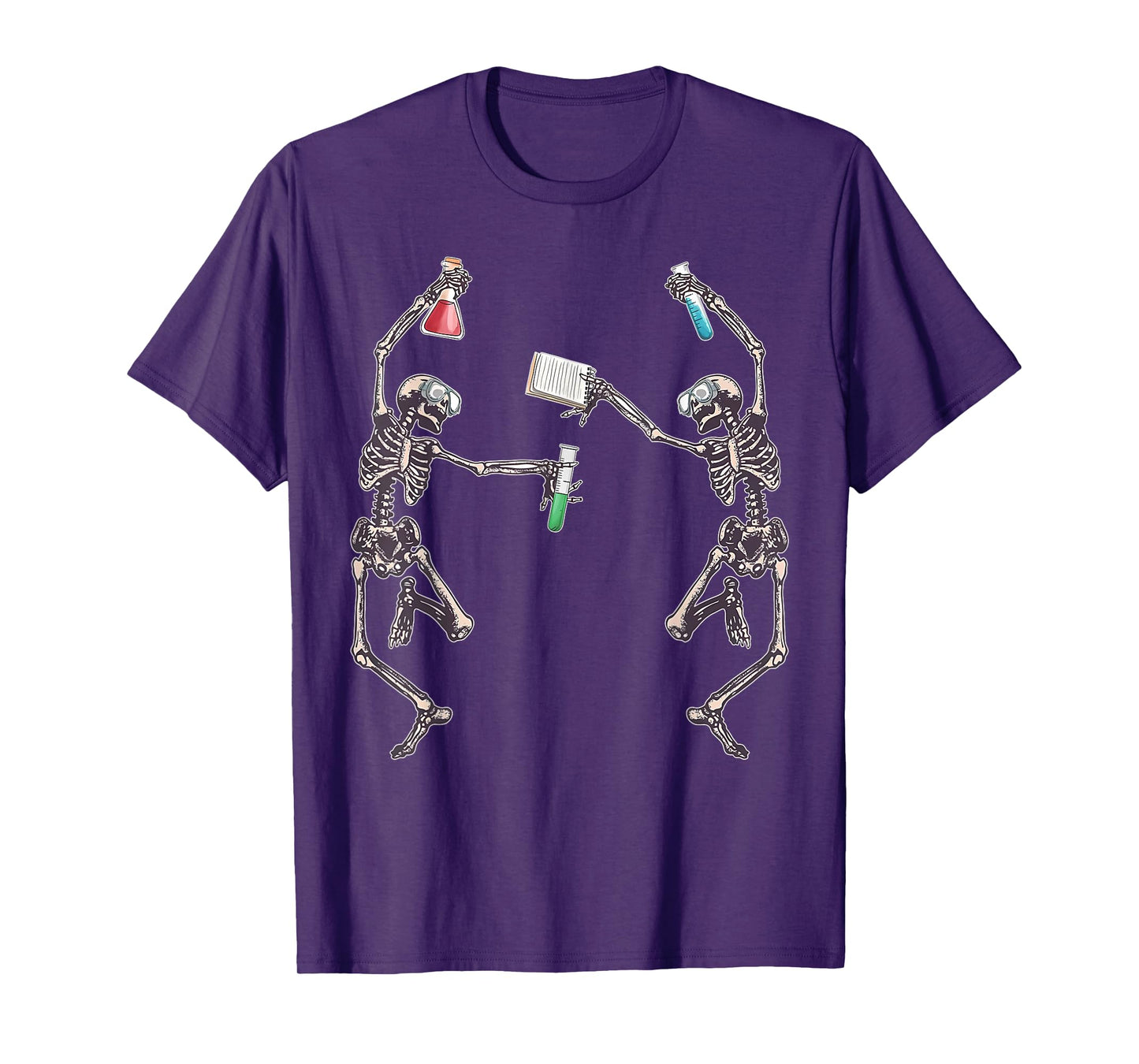 Science Teacher Dancing Skeleton Halloween Chemist Scientist T-Shirt