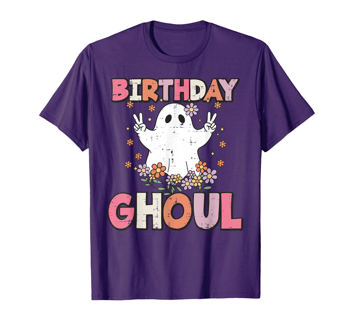 Halloween Birthday Ghoul Ghost Retro Costume Women Girls Kid T-Shirt