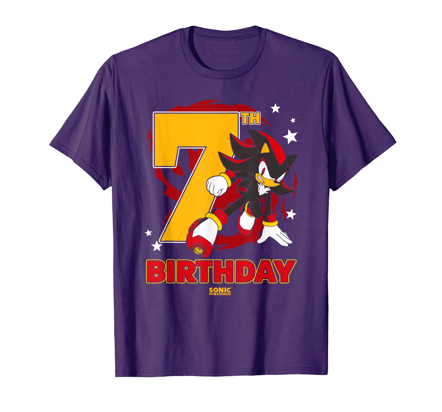 Sonic The Hedgehog Epic Shadow 7th Birthday Big Chest Logo T-Shirt