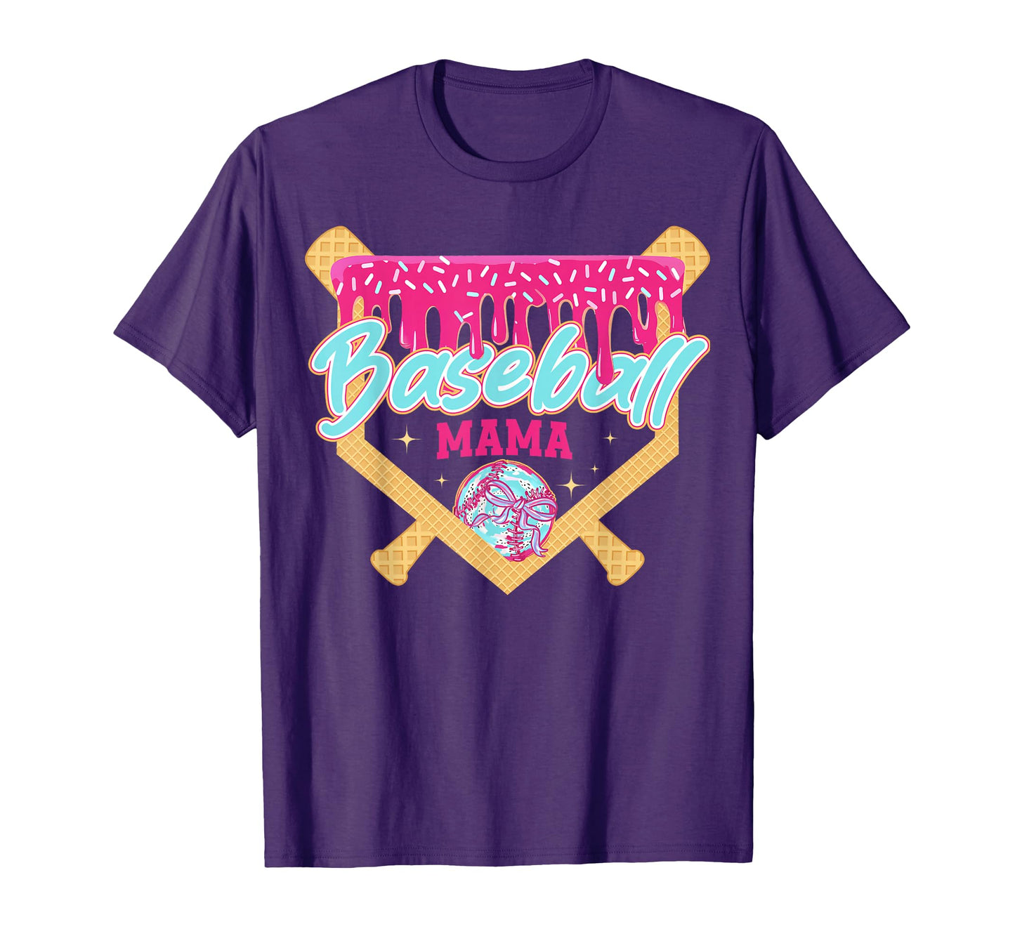 Baseball Mom Drip Ice Cream Baseball Mama Mother's Day T-Shirt