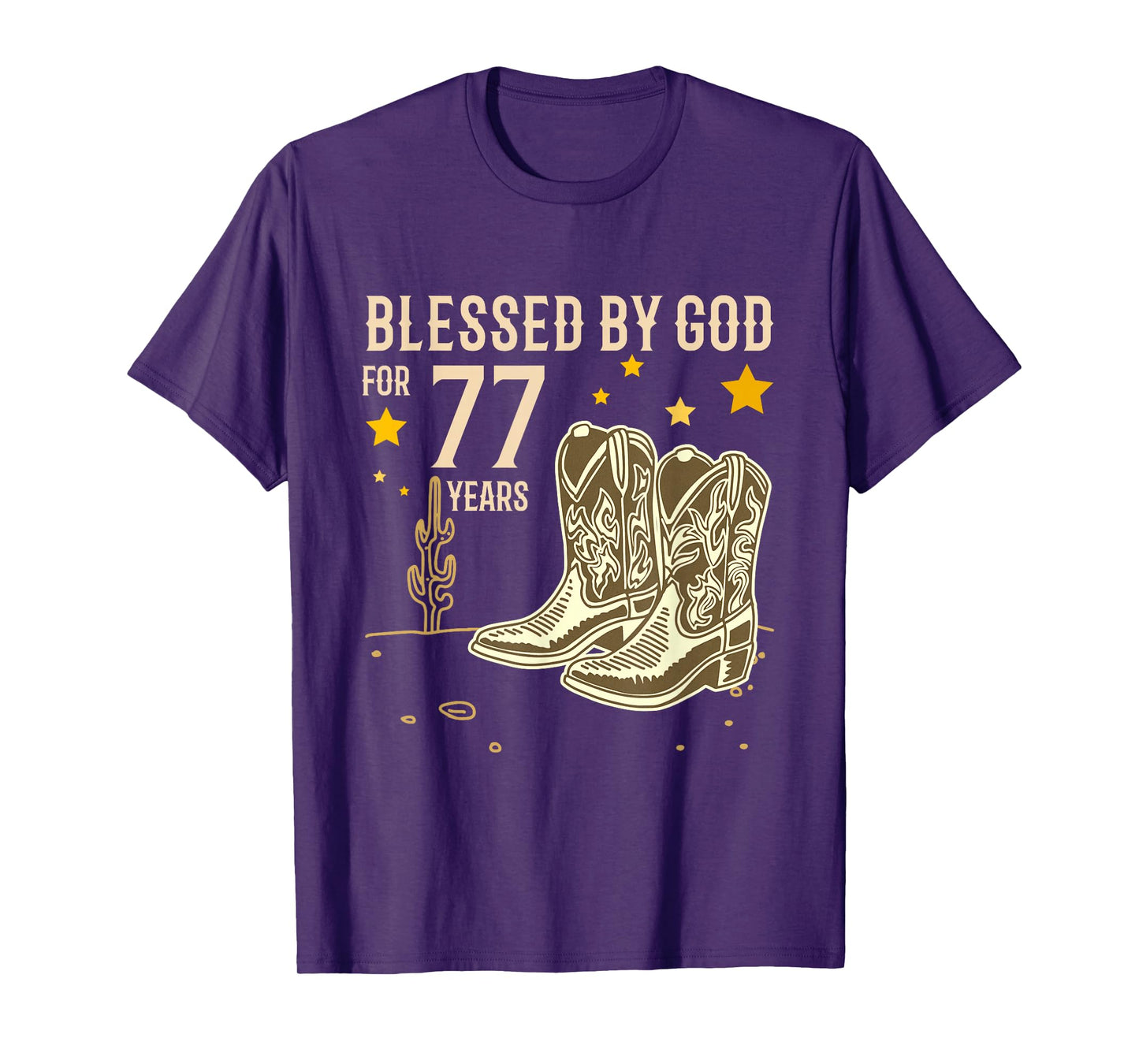 Vintage Blessed by God for 77 Years Cowboy 77th Birthday Men T-Shirt