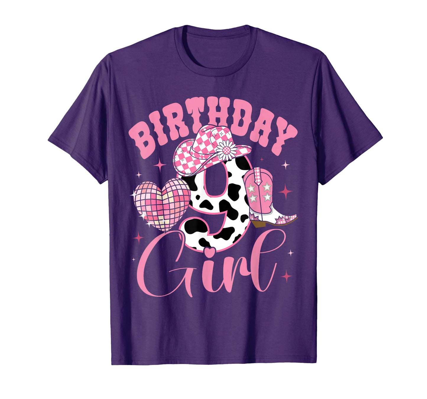 Happy 9th Birthday Girl Outfit Rodeo Western Cowgirl Cowboy T-Shirt