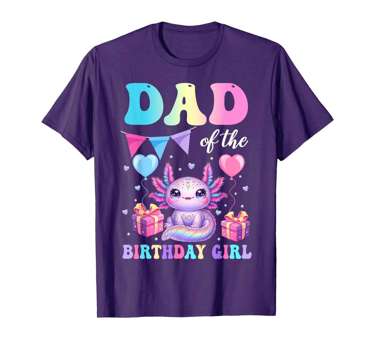 Dad Of The Birthday Girl Axolotl Lover Family Matching Kids T-Shirt