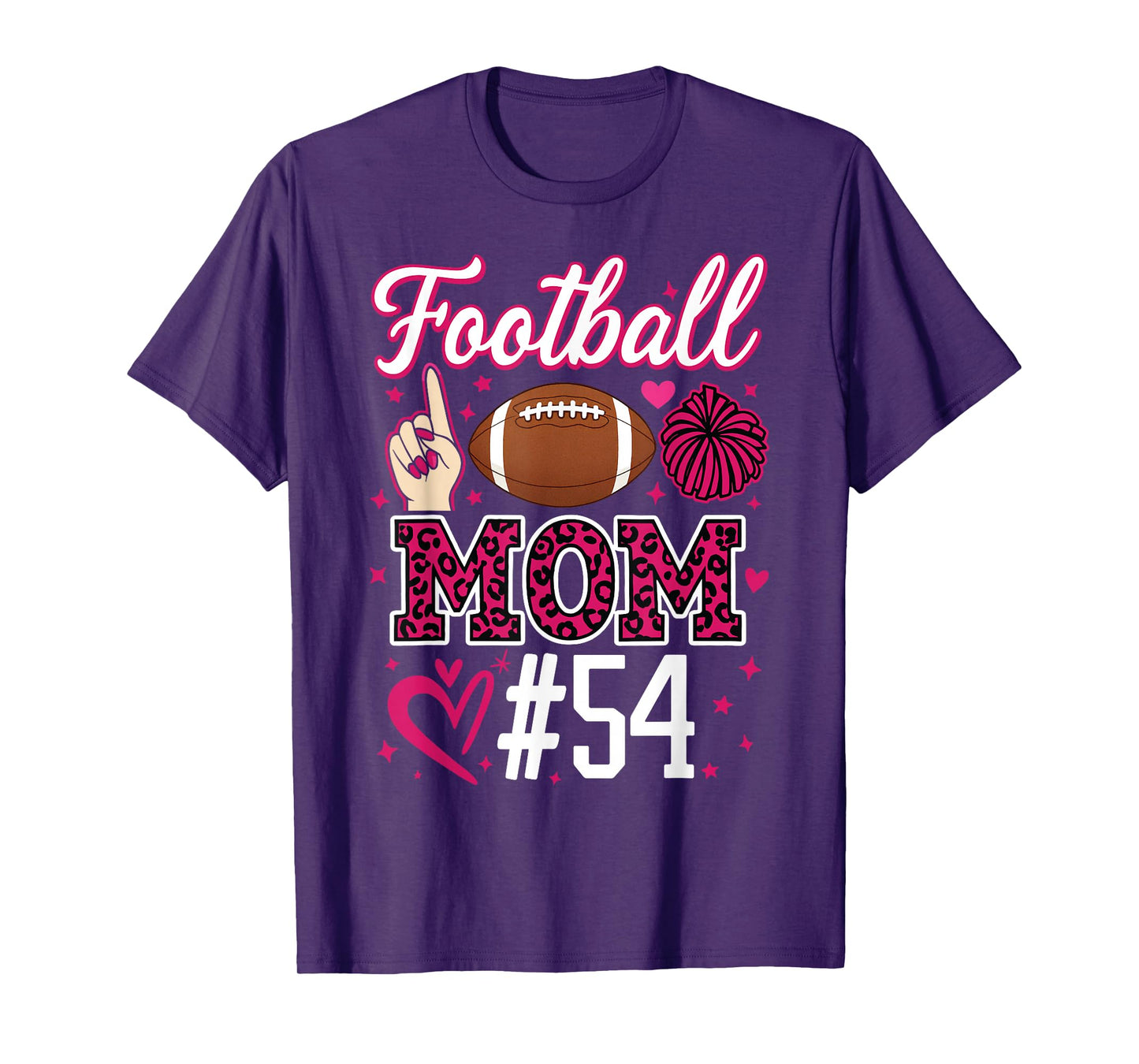 Number 54 Biggest Fan Football Mom Woman Supporter Son Cheer T-Shirt