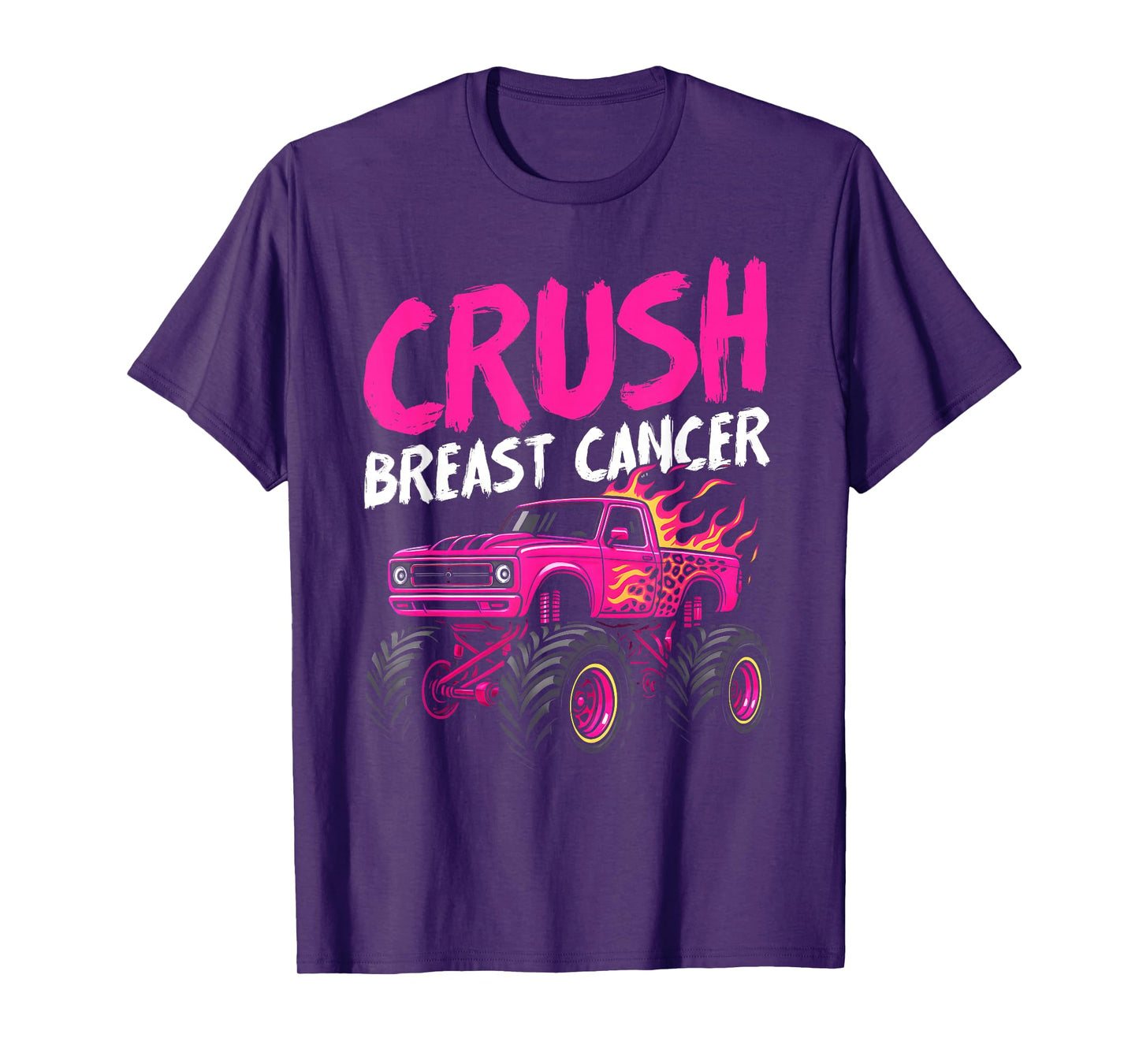Crush Breast Cancer Awareness Monster Truck Toddler Boy Kids T-Shirt