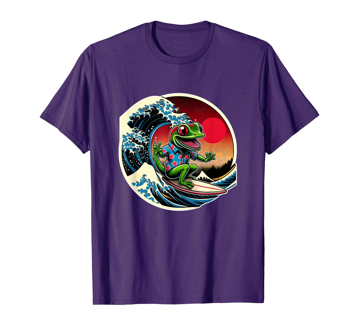Great Wave Kanagawa Gecko Surfing T-Shirt
