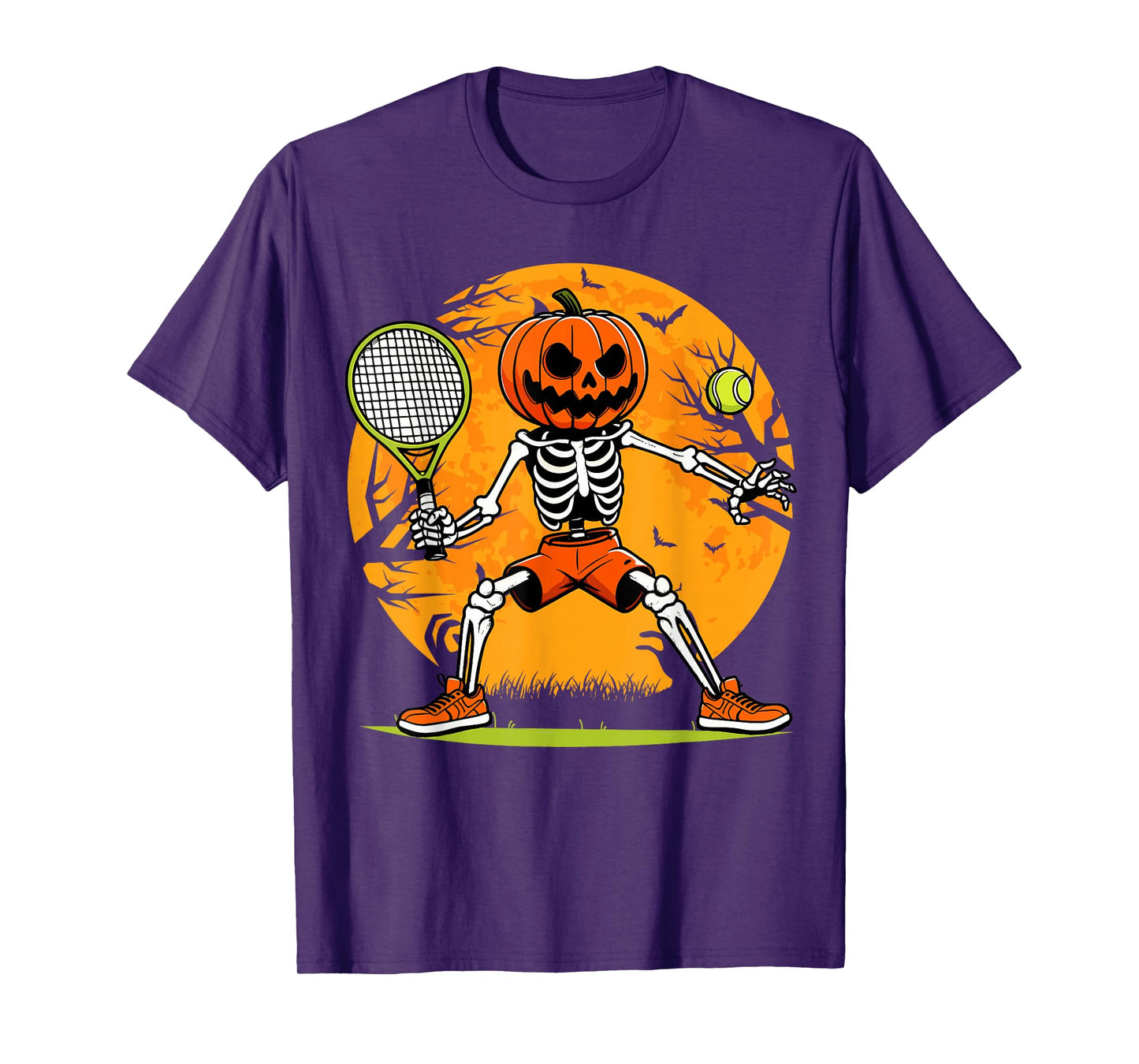 Halloween Tennis Pumpkin Head Skeleton Tennis Halloween T-Shirt