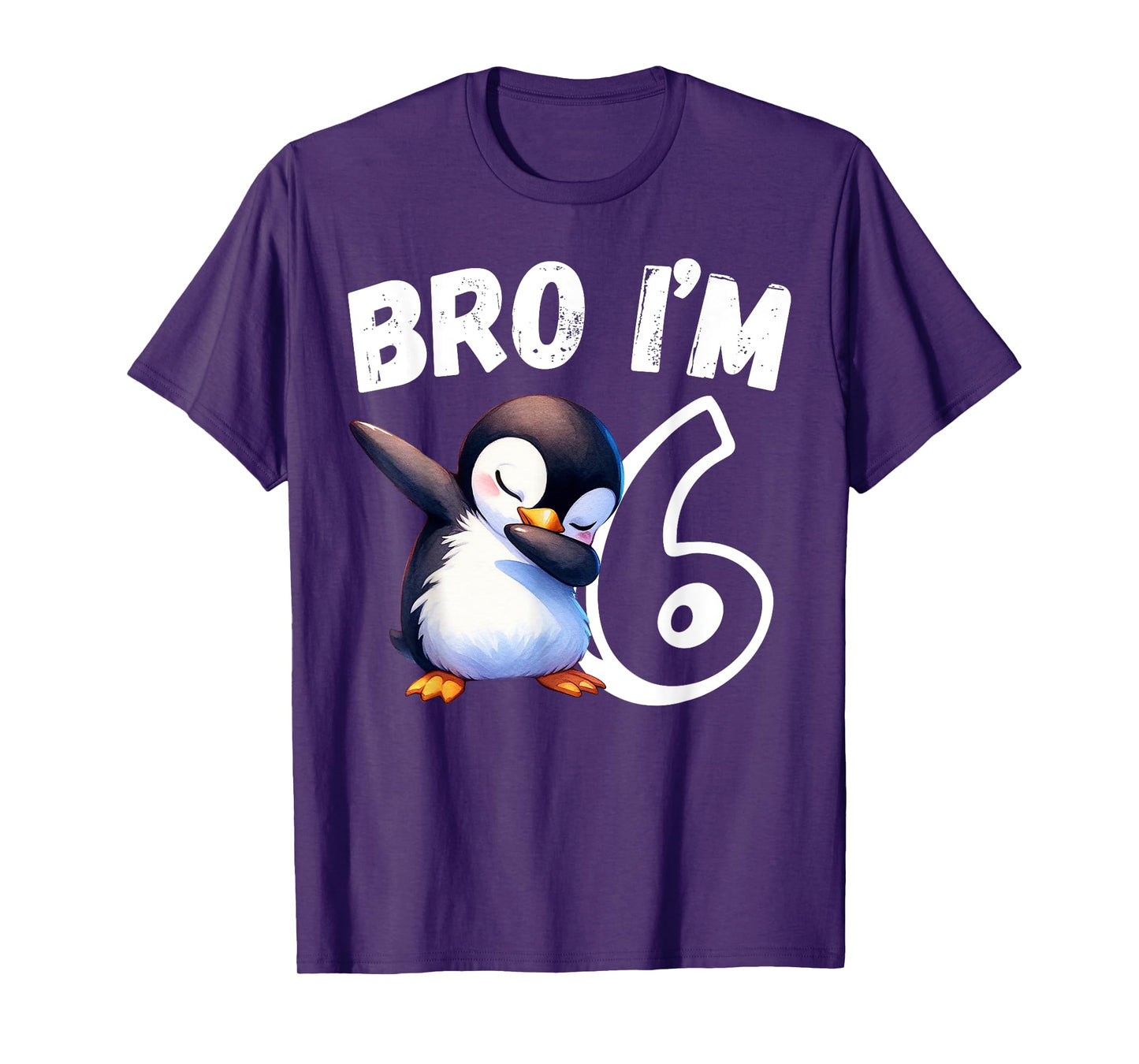 Bro I'm 6 Year Old Penguin 6th Birthday Kids Dabbing Funny T-Shirt